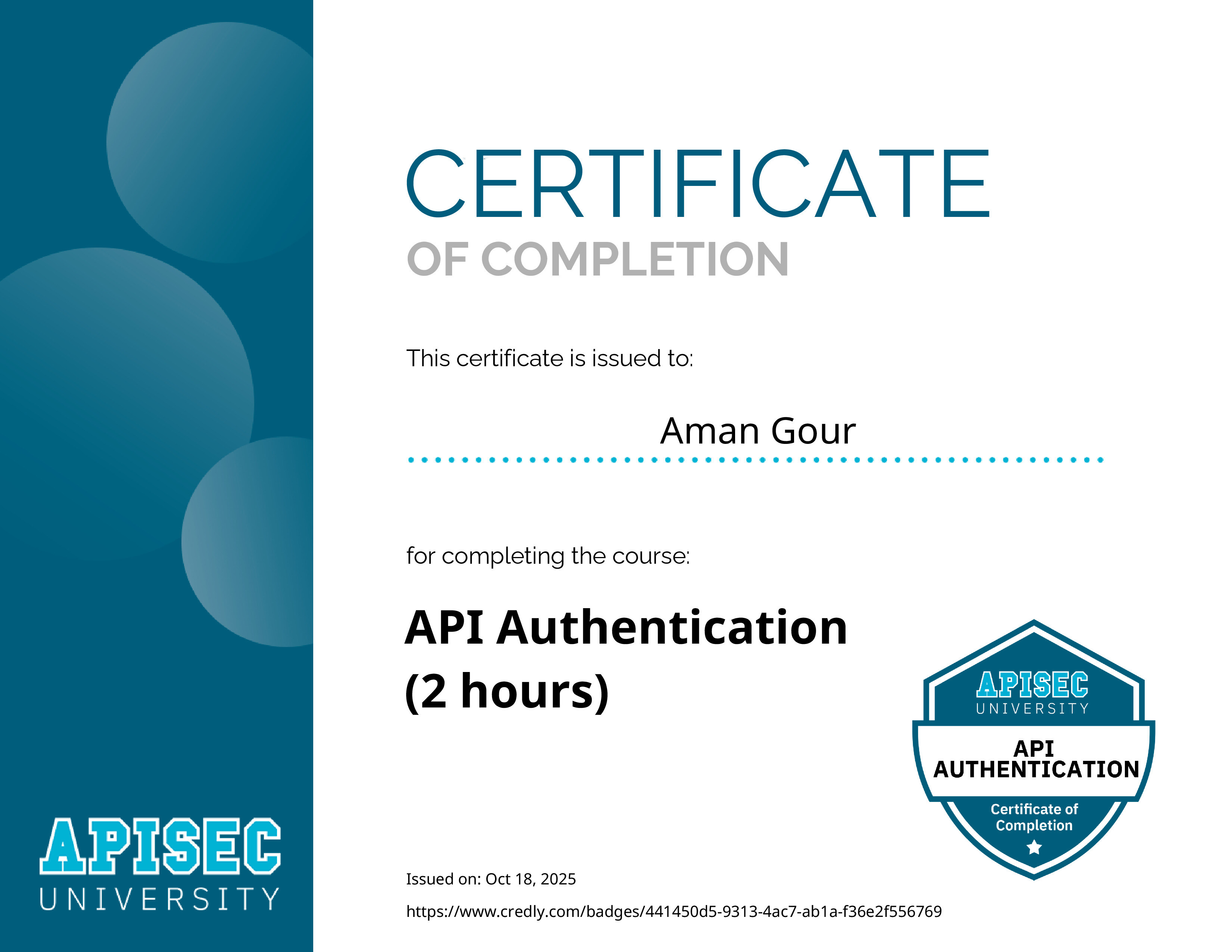 API Authentication Certificate